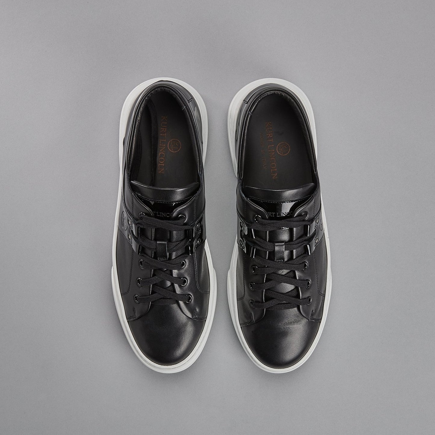 Black leather sneakers image 2