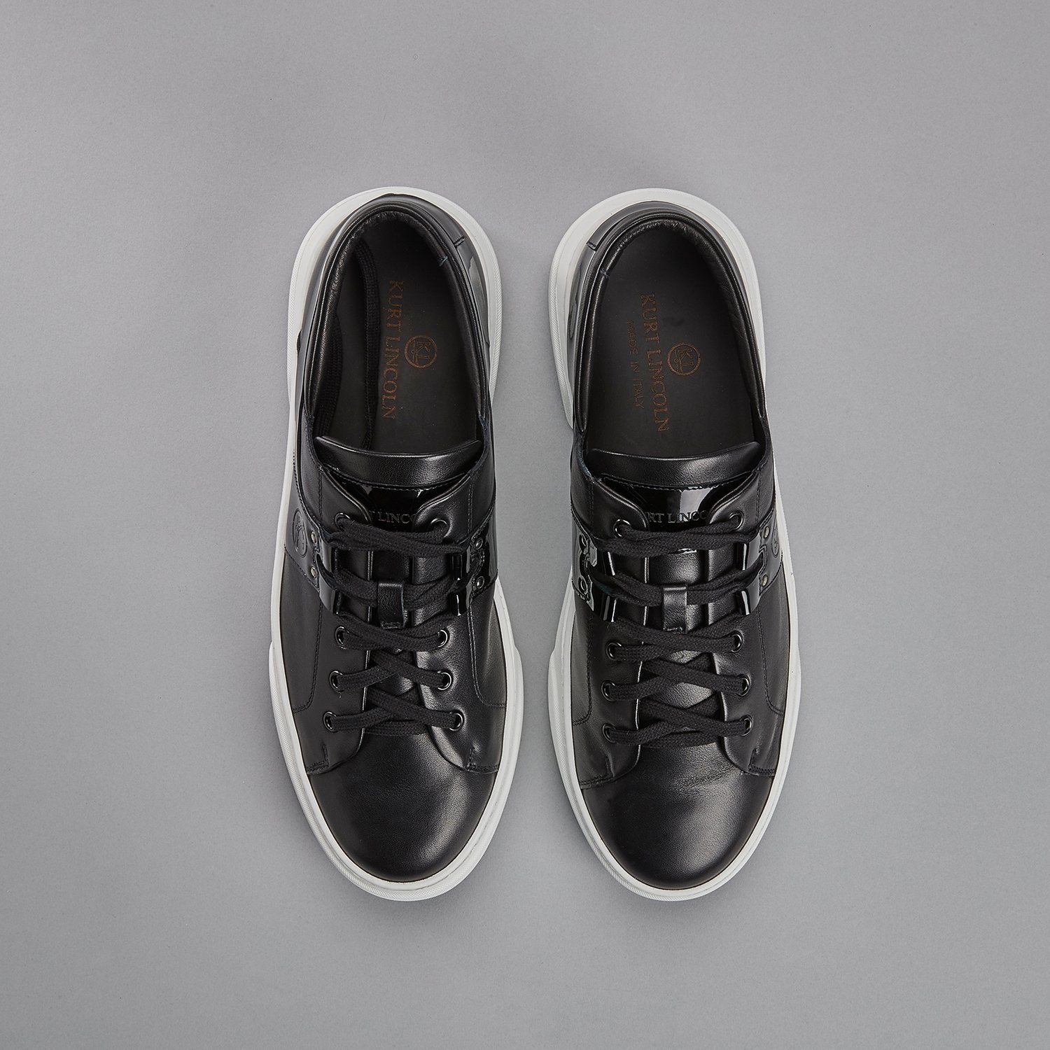 Black leather sneakers image 2