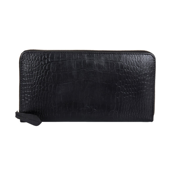 BLACK CROC EMBOSSED TRAVEL WALLET - official website - shoes and accessories 