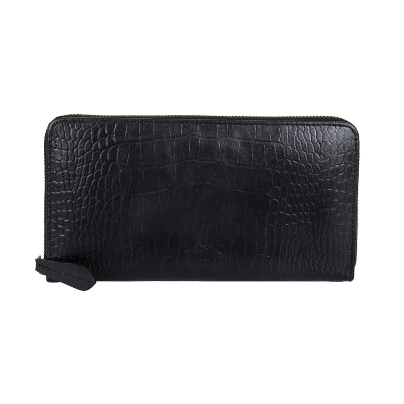 BLACK CROC EMBOSSED TRAVEL WALLET - official website - shoes and accessories 