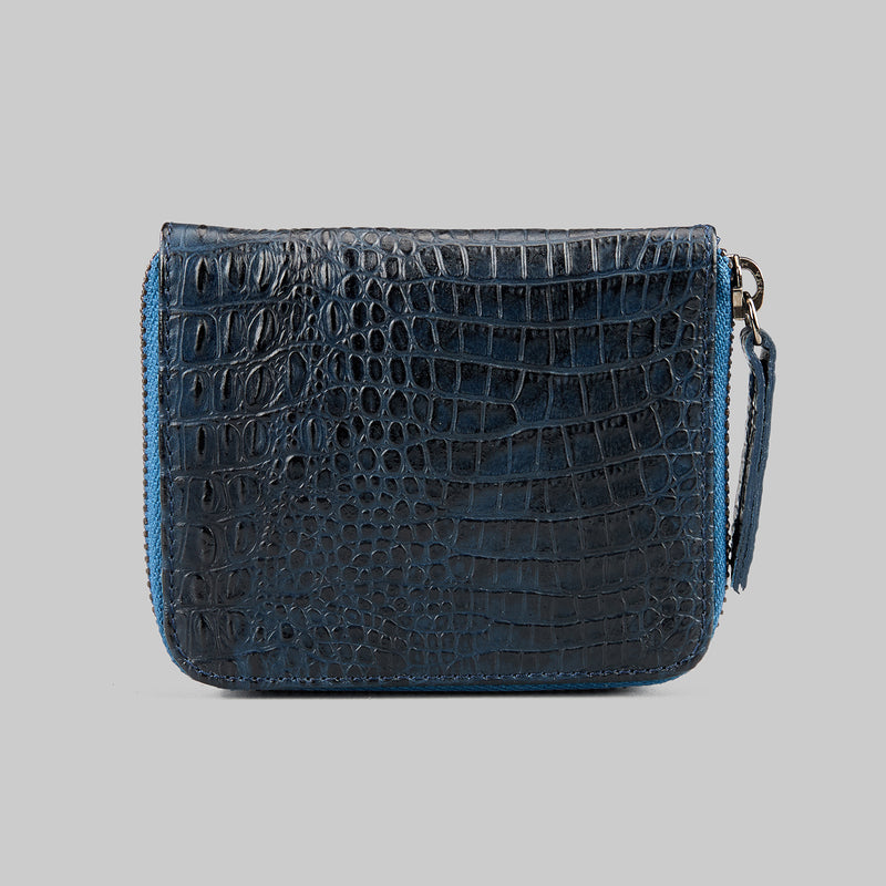 CROCODILE EMBOSSED AND SAFFIANO LEATHER WALLET