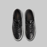 BLACK CALF AND PATENT LEATHER LOW TOP SNEAKERS - official website - shoes and accessories 