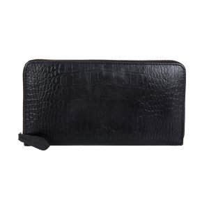 Black croc embossed travel wallet