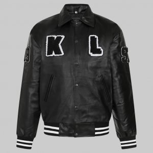 Leather bomber jacket